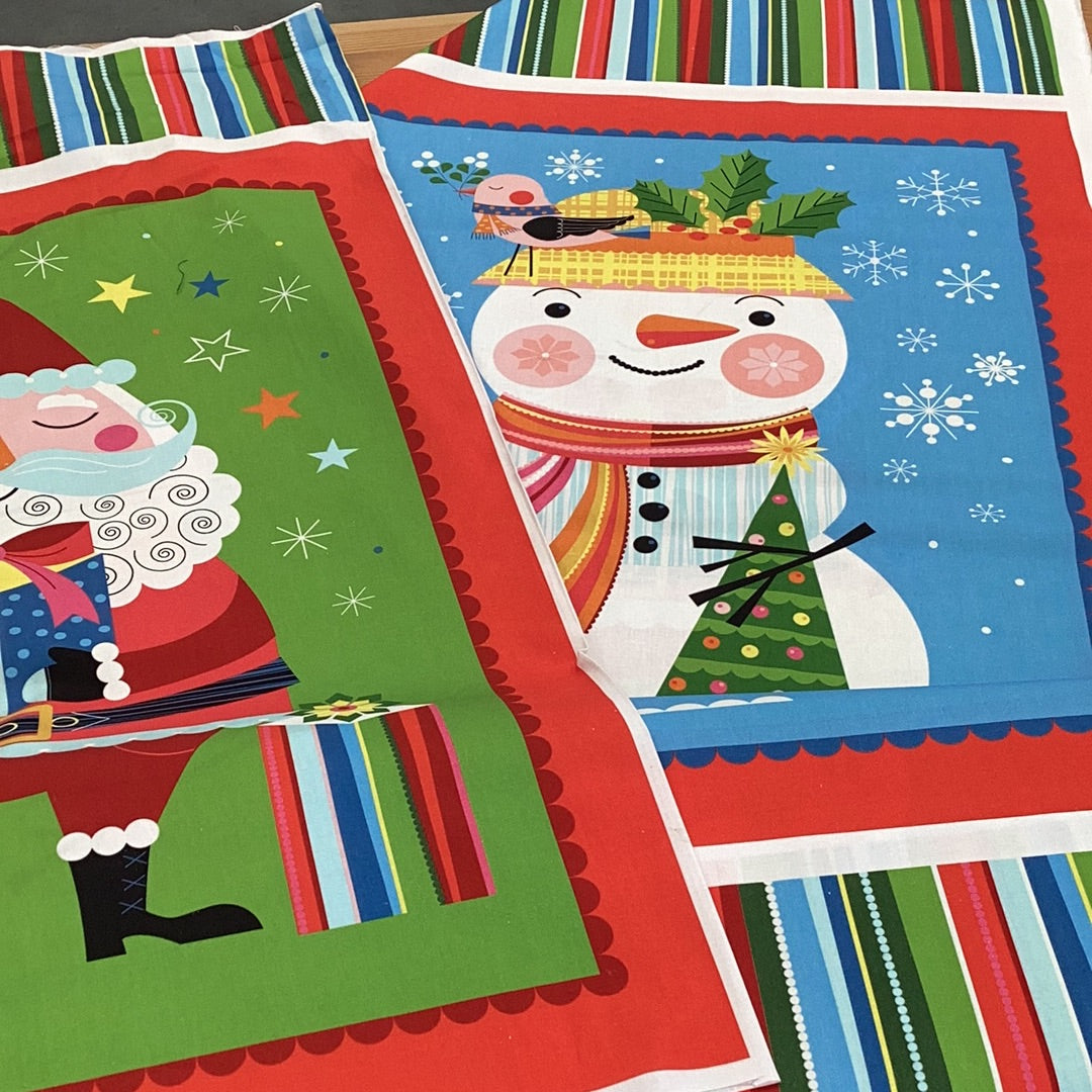 XP066 Santa Sack Snowman & Santa Christmas Panel | Nutex