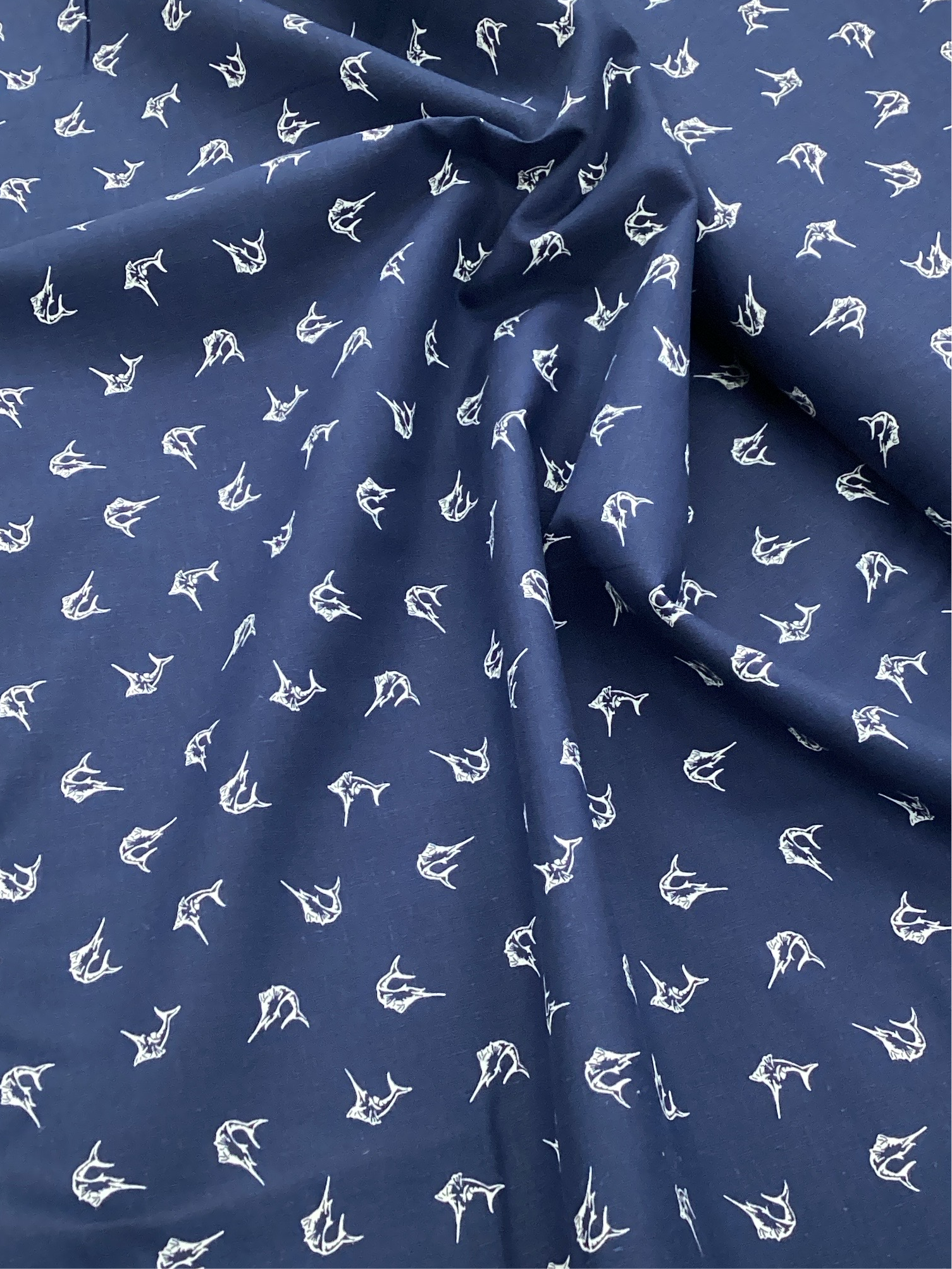 Swordfish on Blue | Peter Horton Textiles Fabric - 1 Metre