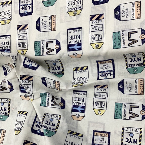 FX46 Globe Trotter Labels | Fabric Freedom - 1/2 metre