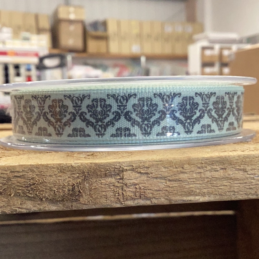 Green Damask Ribbon | Per Metre