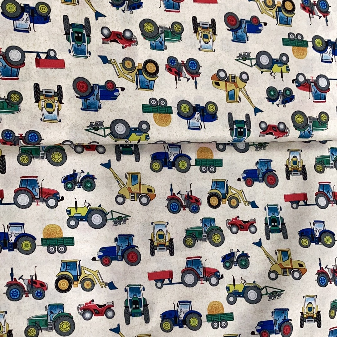 2296 Village Life Tractors | Makower - 1/2 metre