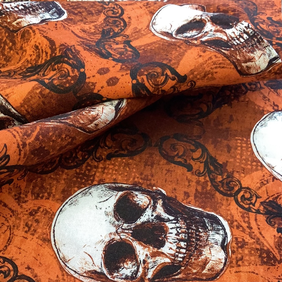 CP68246 Spooky Skulls Fabric -Orange | Baxter Mill Archive