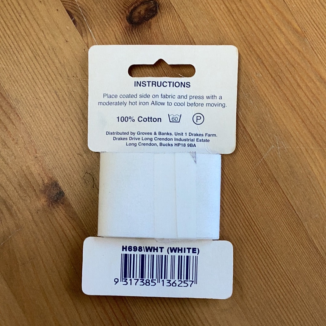 Hemline Iron-On Mending/Repair Tape 100cmx38mm: White