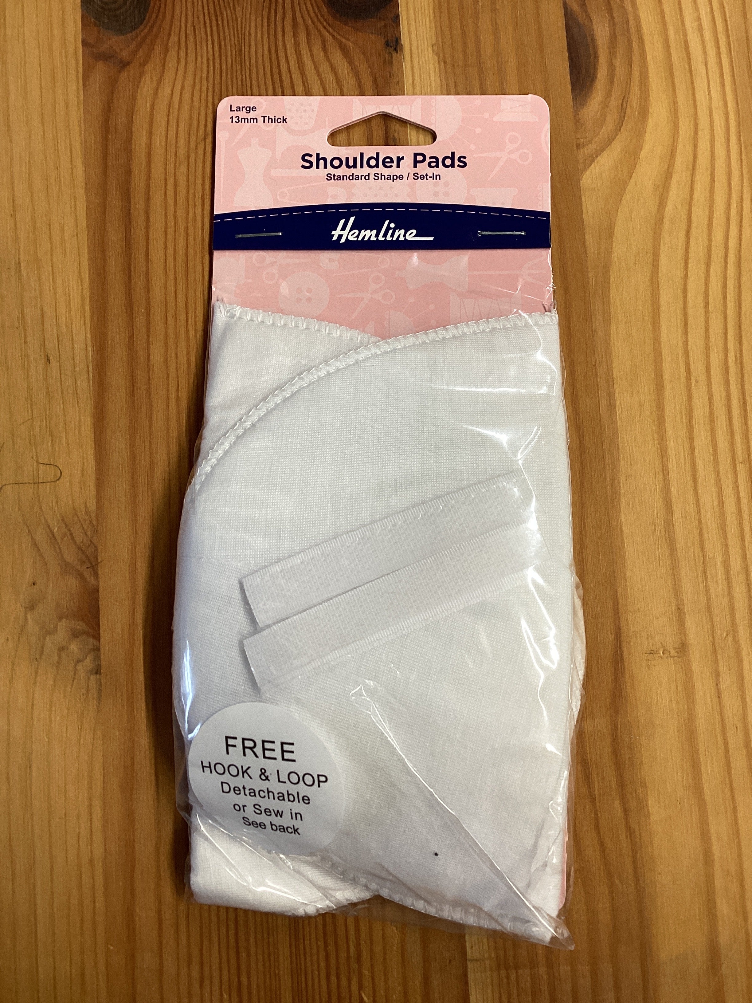 Hemline Shoulder Pads Set-In Large White