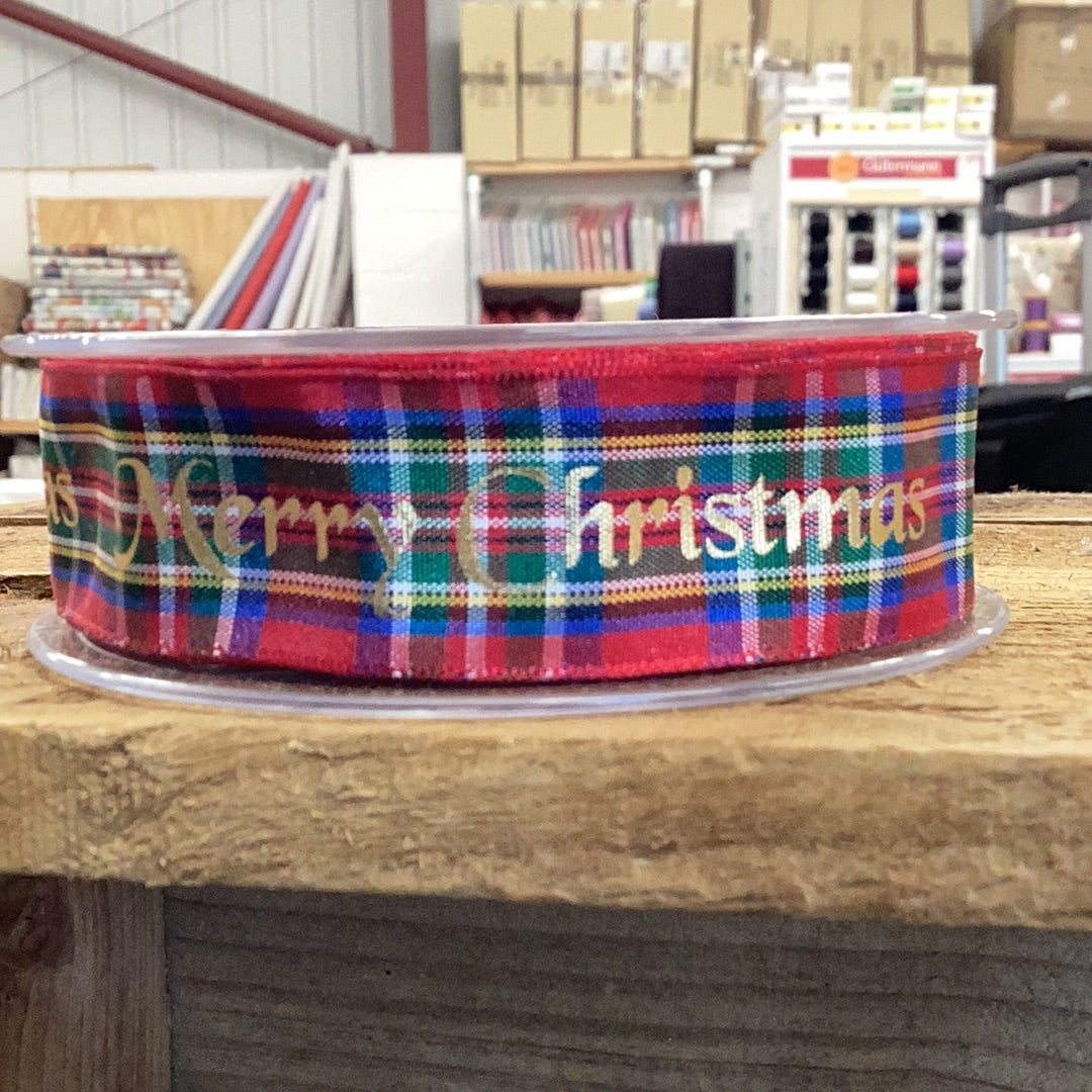Merry Christmas Tartan Ribbon | Per Metre