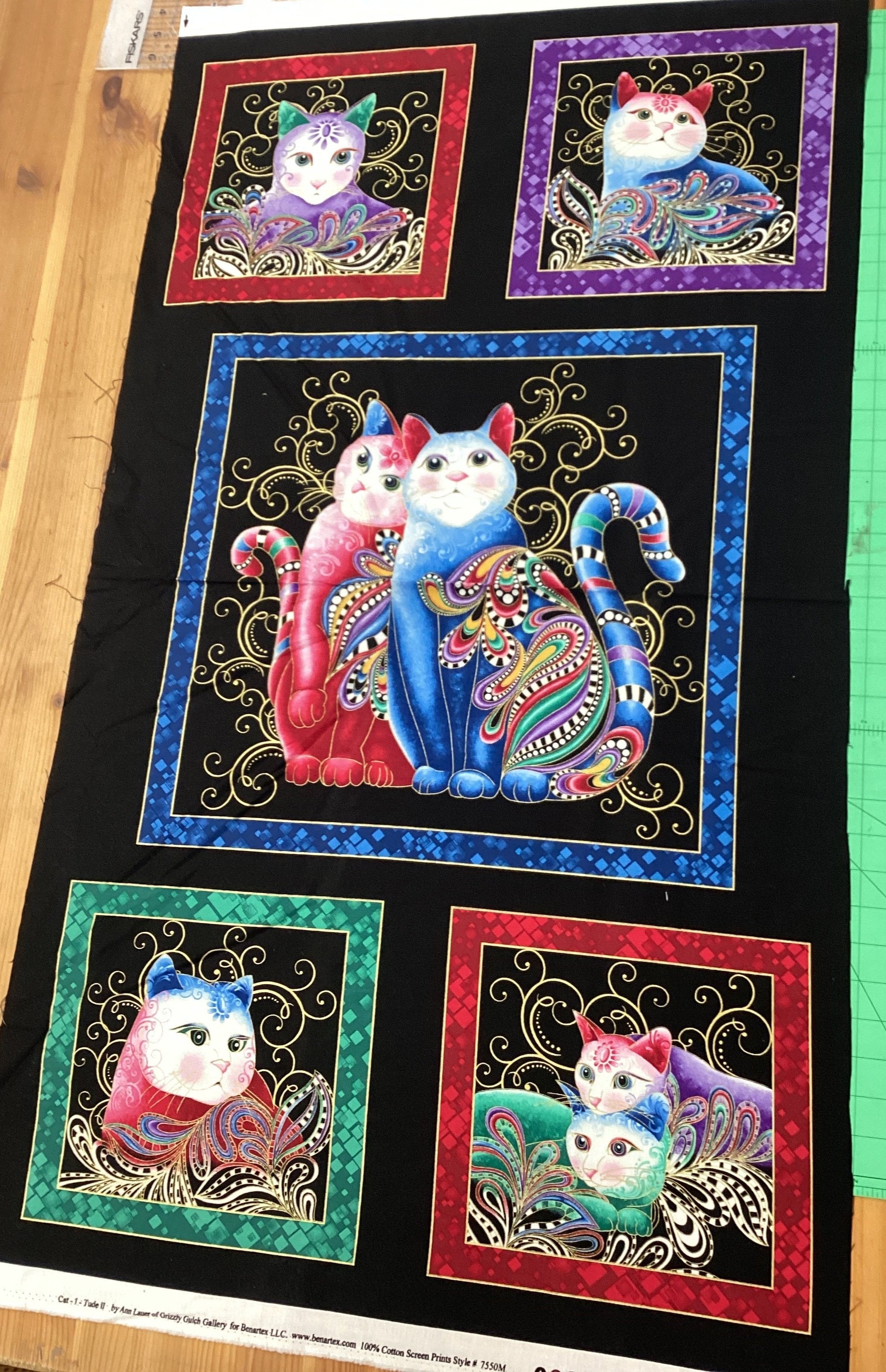 Cat -I- Tude II by Ann Lauer of Grizzly Gulch Gallery 7550M | Benartex Panel