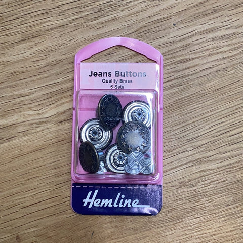 Jeans Buttons 6 sets in Brass | Hemline