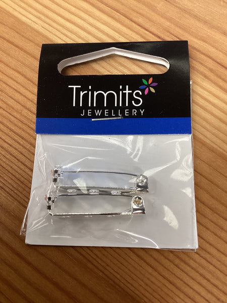 Trimits Jewellery Brooch Backs Silver 2pcs