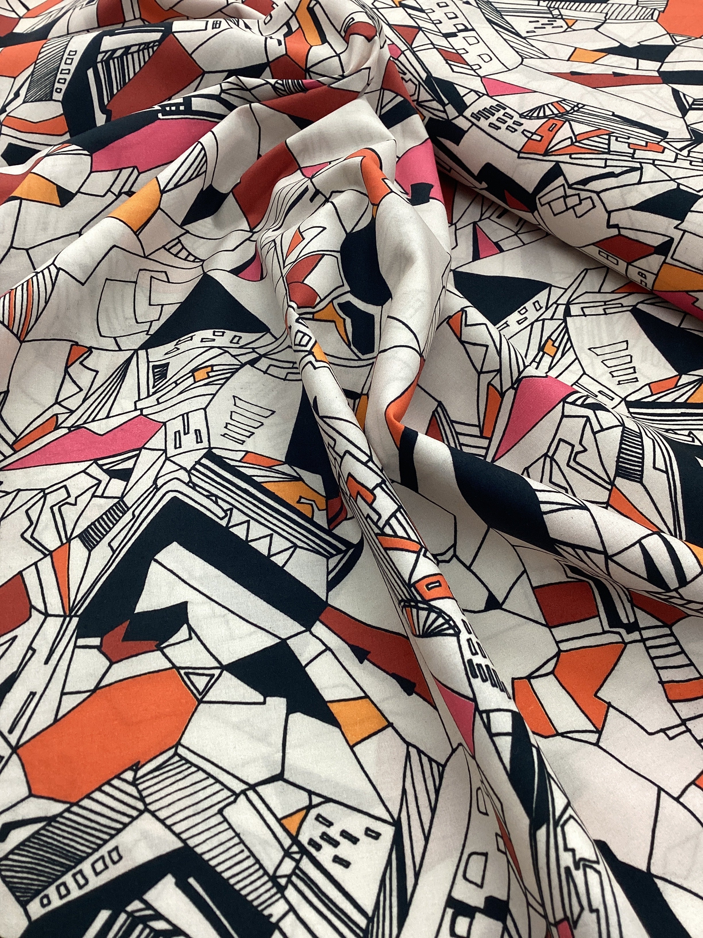 Retro Art Scape White | McElroy Fabric - 1 Metre