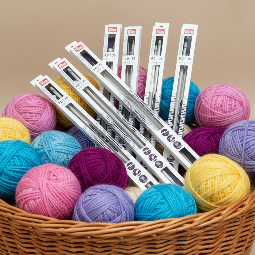 2 Single-Pointed Knitting Needles 35cm x 6mm | Prym Ergonomics