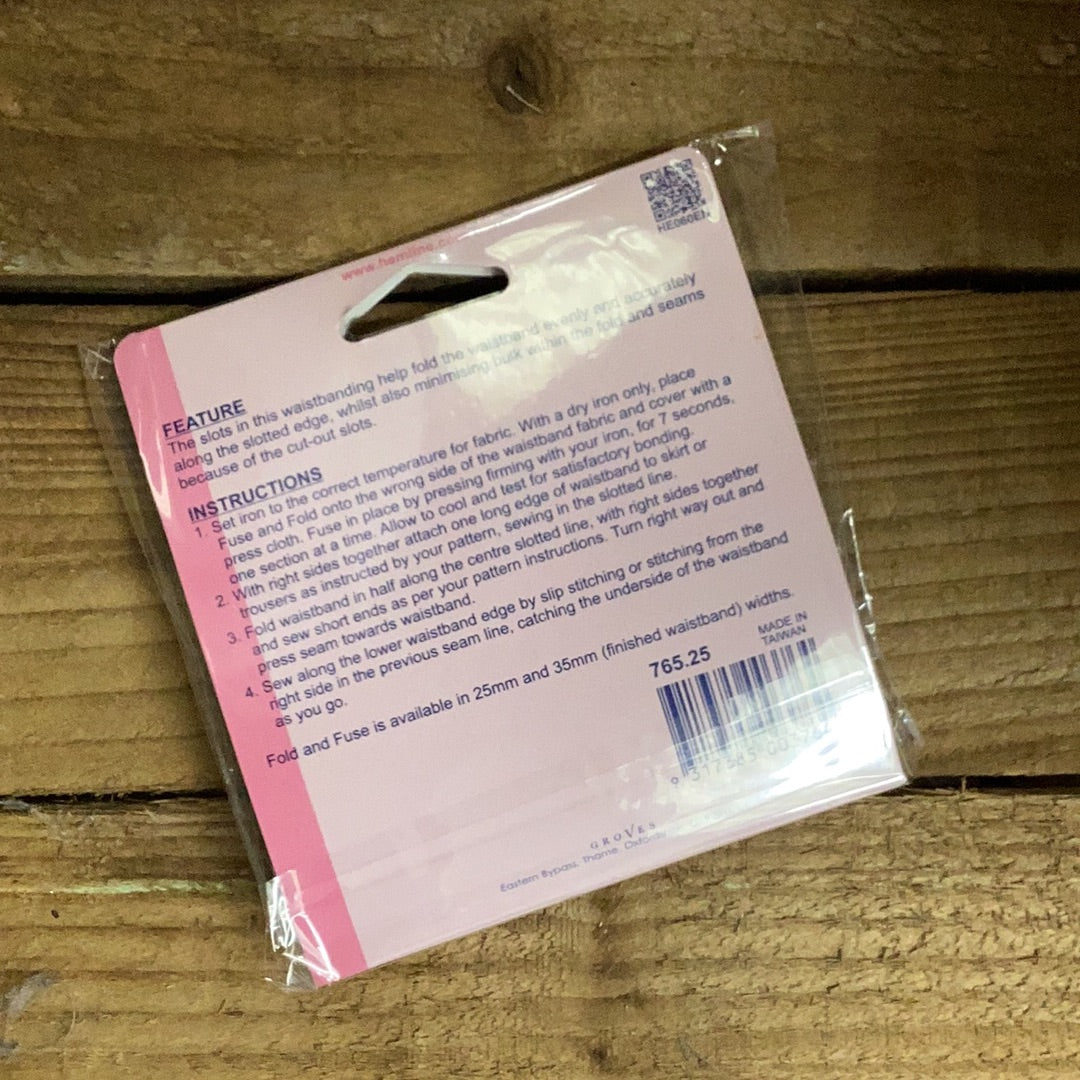 Hemline Fuse and Fold Waistband Lining 3mtrs x 25mm