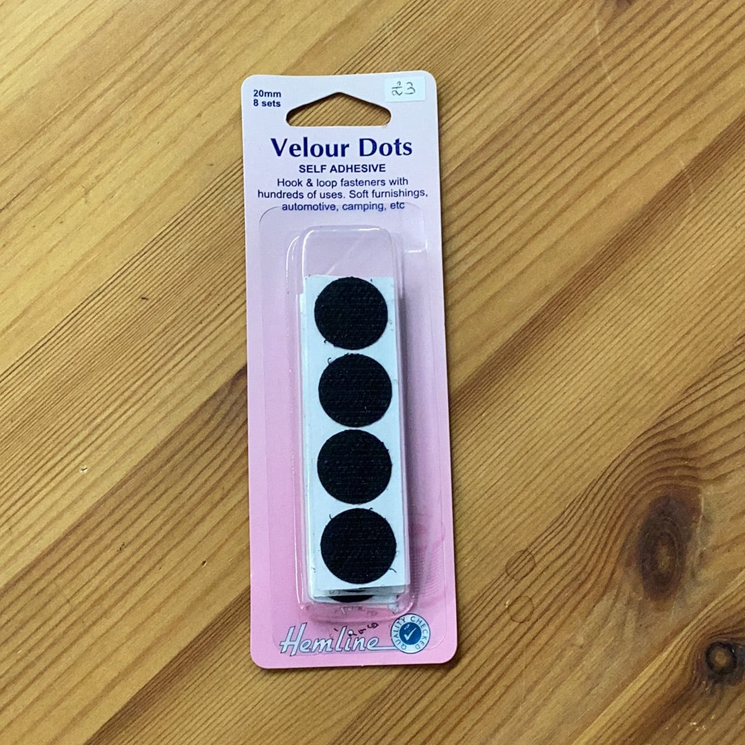 Hemline Velour Dots Self Stick: Black