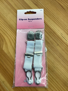 Hemline Clip-on Suspenders: White