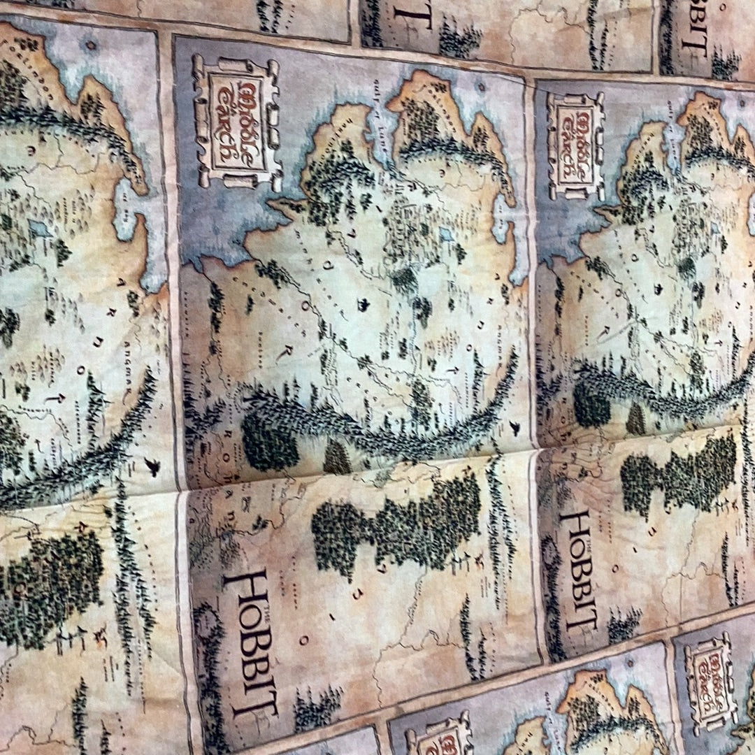 Lord of the Rings Fabric - The Hobbit Middle Earth Map LFE12
