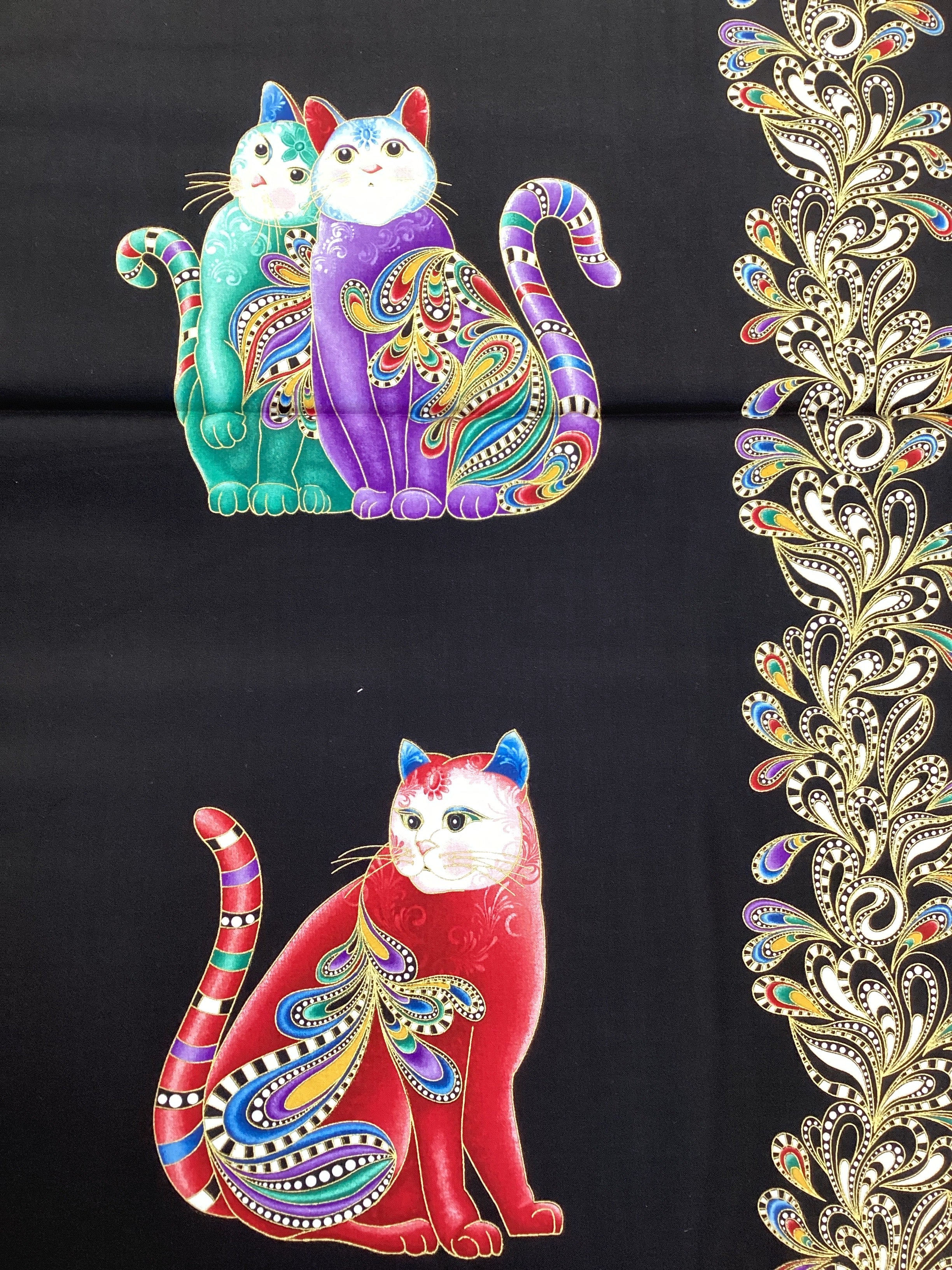 Cat -I- Tude II by Ann Lauer of Grizzly Gulch Gallery Panel 7551M | Benartex