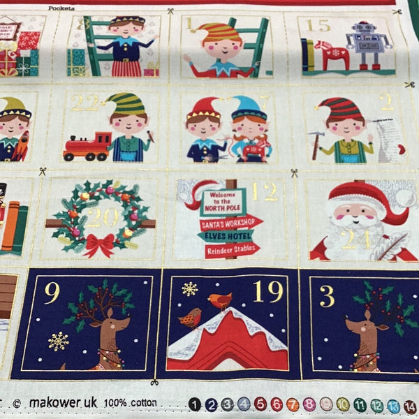 Santa's Workshop Advent Calendar Panel XP070 | Makower 2227