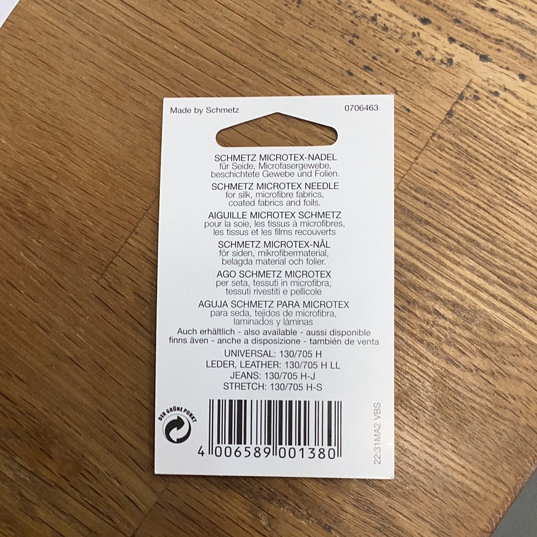 Schmetz Microtex-Nader Microtex Needle 130/705 H-M 70/10