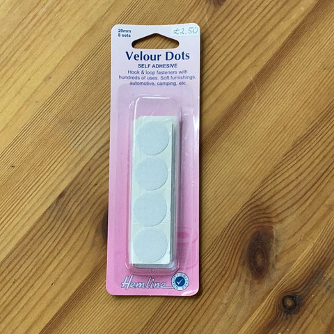 Hemline Velour Dots Self Stick: White
