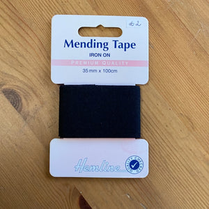 Hemline Iron-On Mending/Repair Tape 100cmx38mm: Black