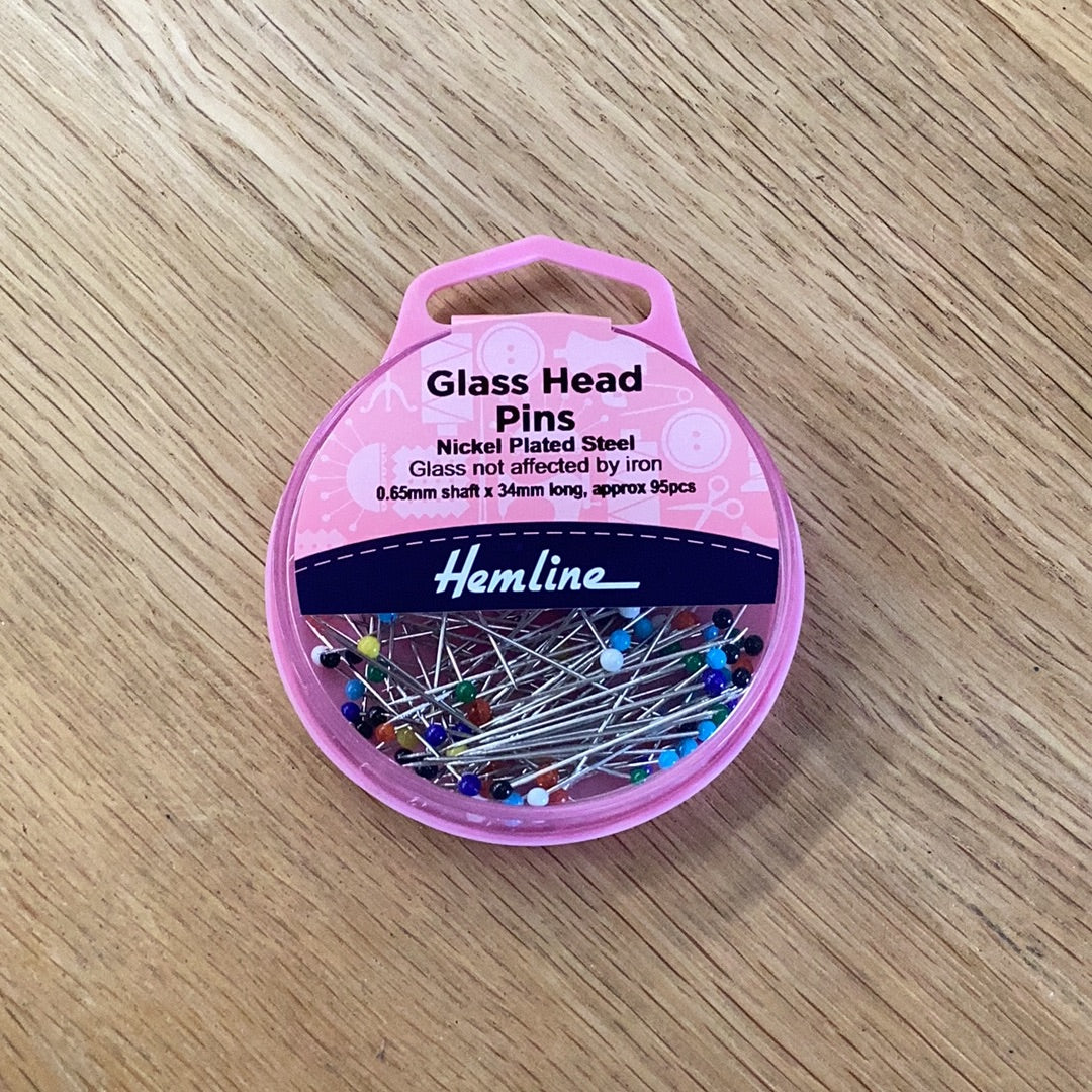 Glass Head Pins 0.65mm x 34mm | Hemline