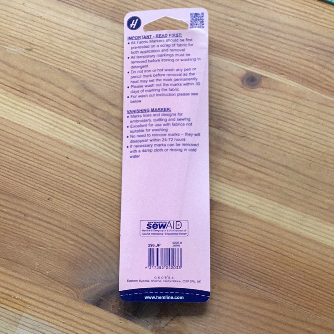 Fabric Marker: Vanishing patchwork quilting