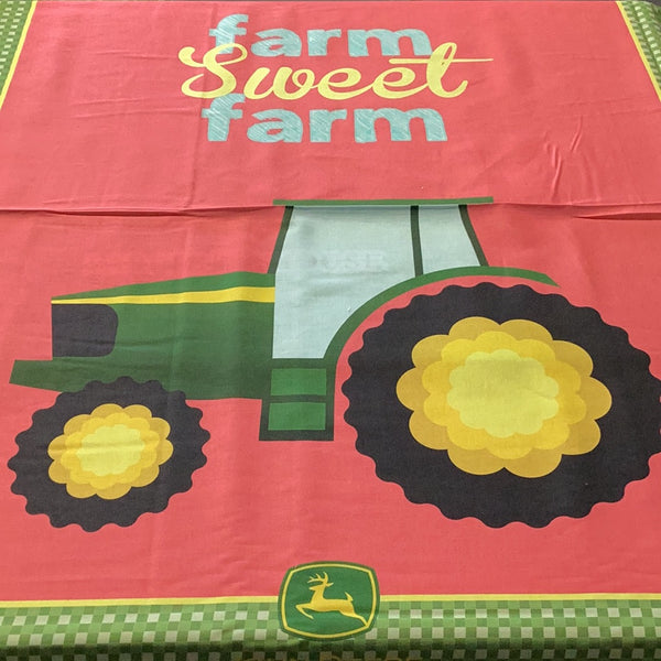 John Deere Farm Sweet Farm with Plaid Fabric CP70217 | Nutex Panel