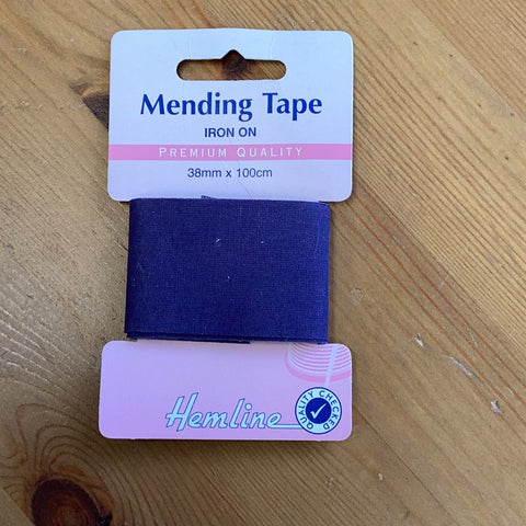 Hemline Iron-On Mending/Repair Tape 100cmx38mm: Navy