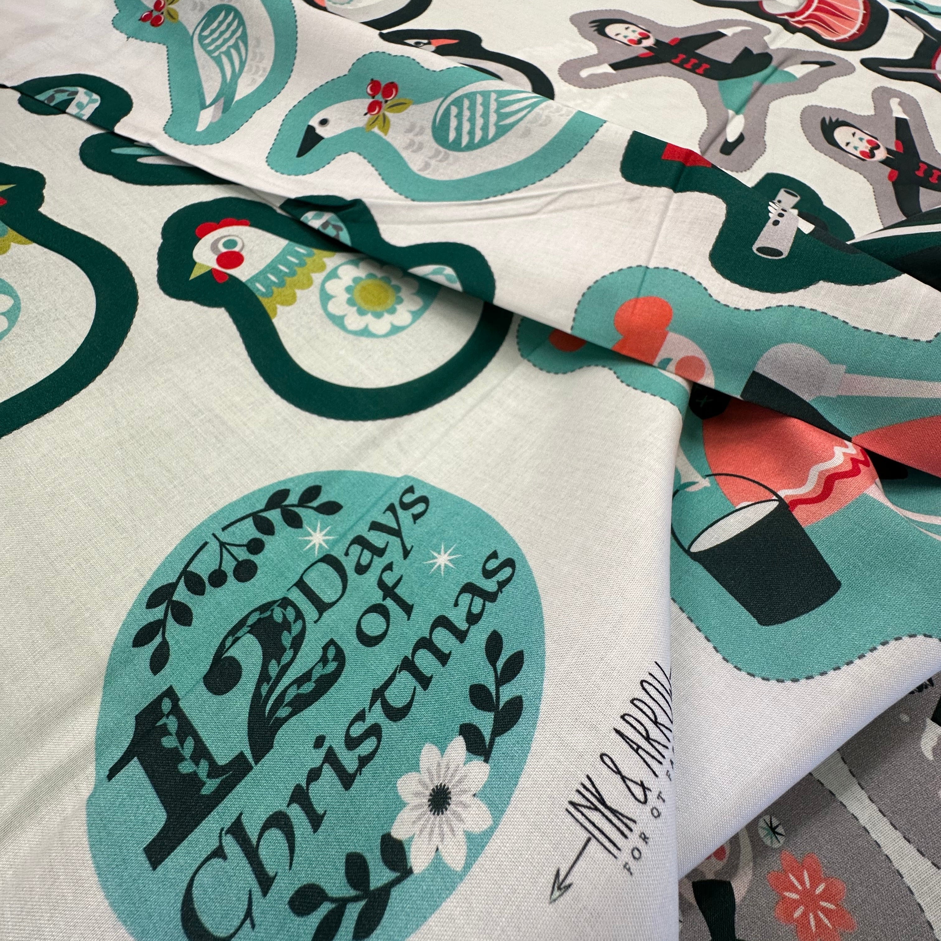 XP058 12 Days of Christmas Panel for Ink & Arrow | QT Fabrics