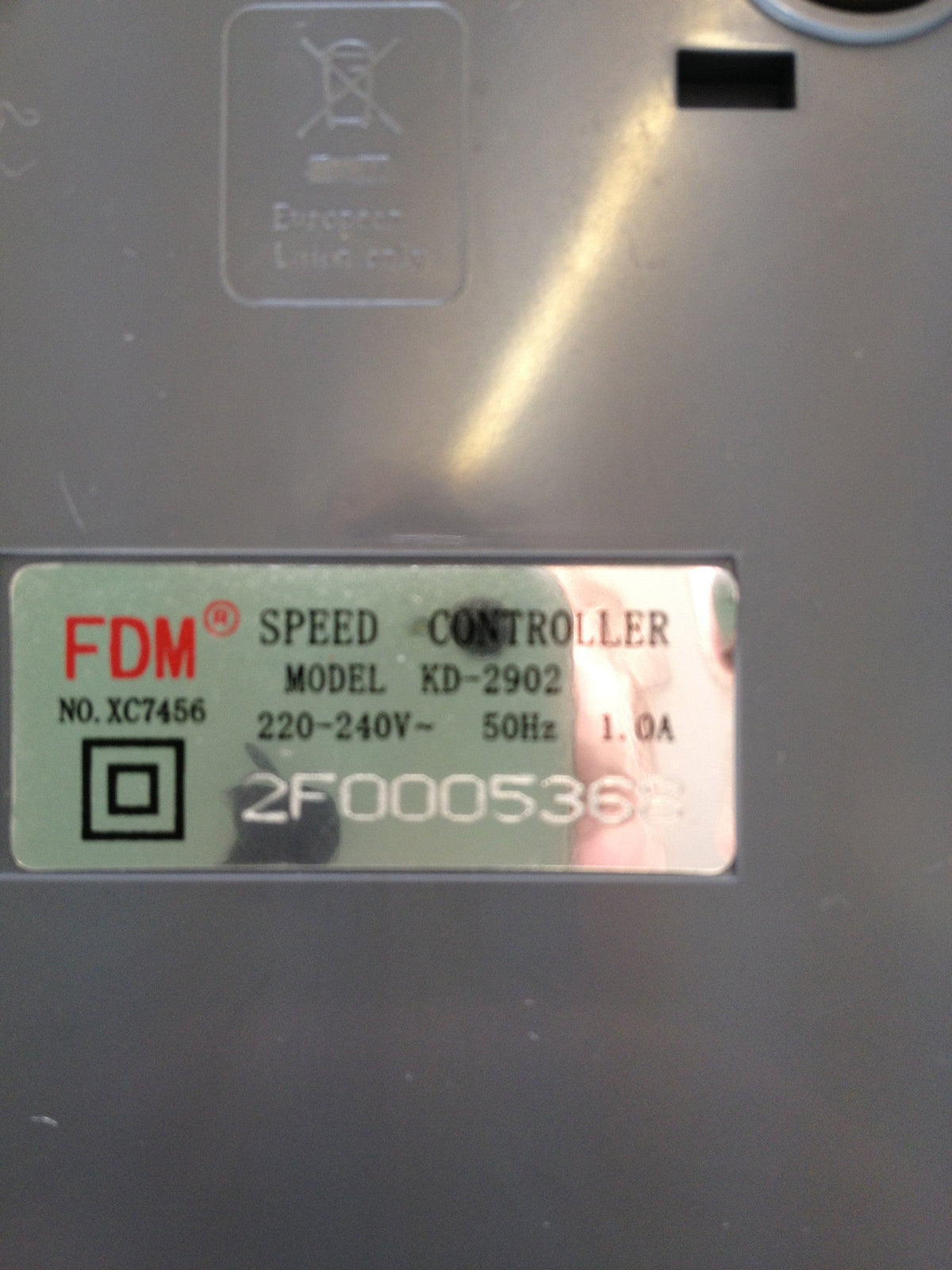 Brother XC7456421 KD-2902 220–240V controller label