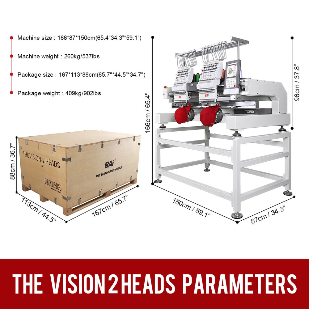 THE VISION Duble Head | 2x 15 Needle Commercial Embroidery Machine | BAi Embroidery Machines