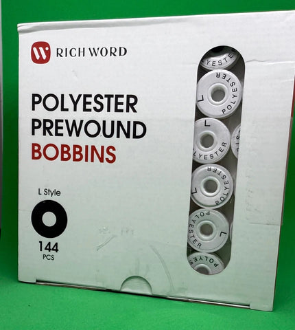 Richword Pre-wound Bobbin Thread Size L | 144 Paper Sided - 70D/2 60w White
