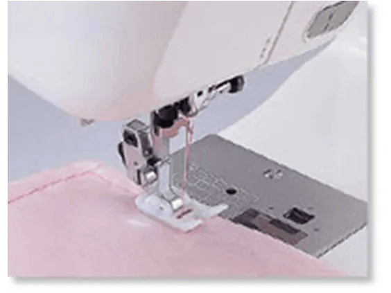 Brother F008N SA122 non-stick foot shown in use