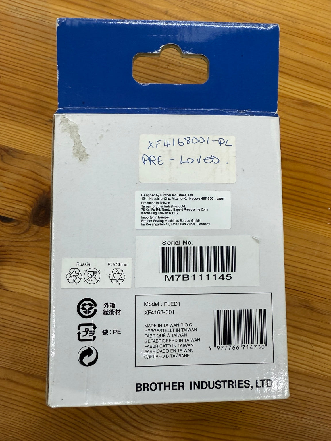 Pre-loved Brother FLED1 LED embroidery foot box