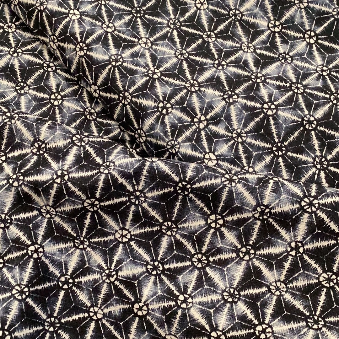 Kasuri #32683 Black Geometric Fabric | Moda - 1/2 metre