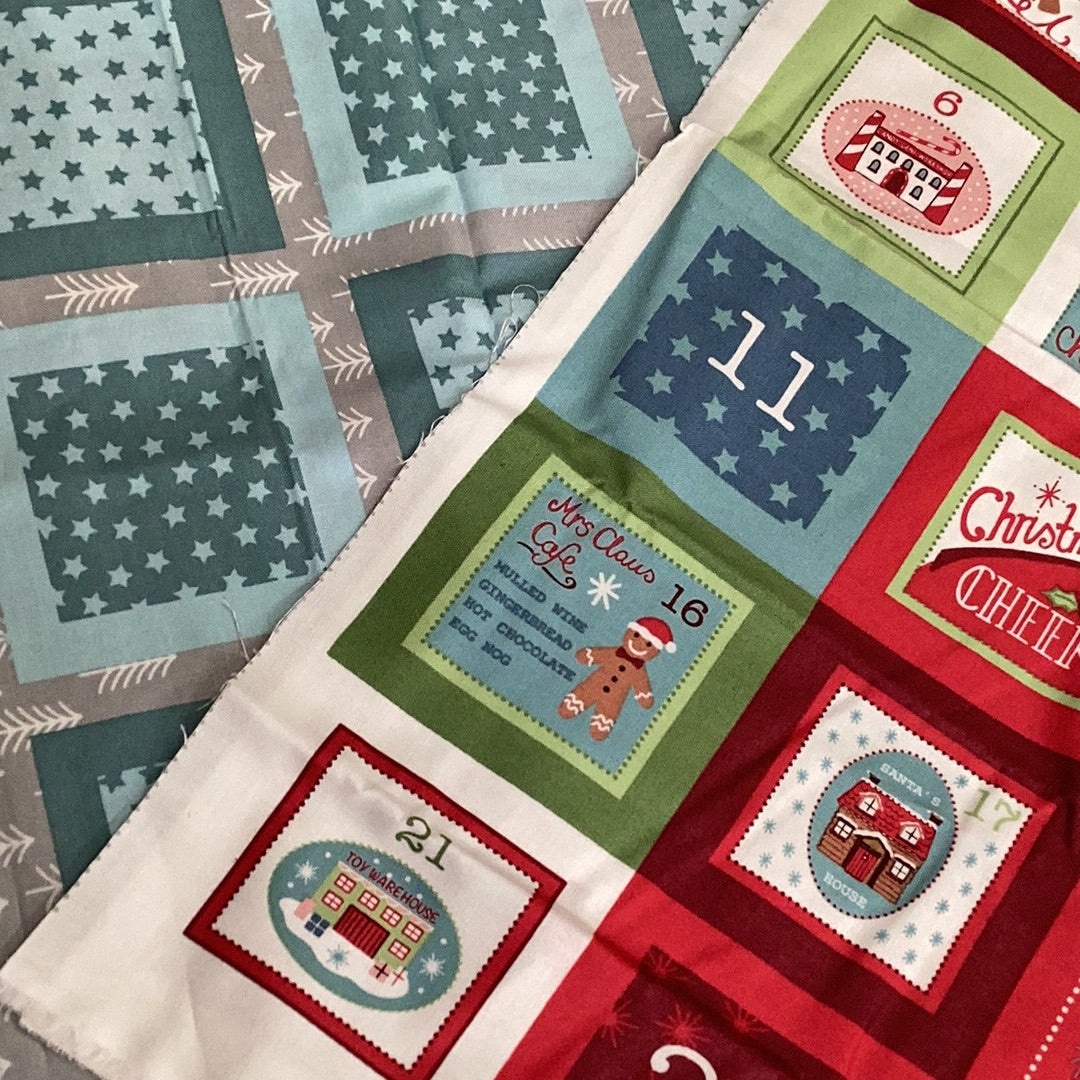 XP045-Christmas Advent Calendar pocket panel Grey | Lewis & Irene