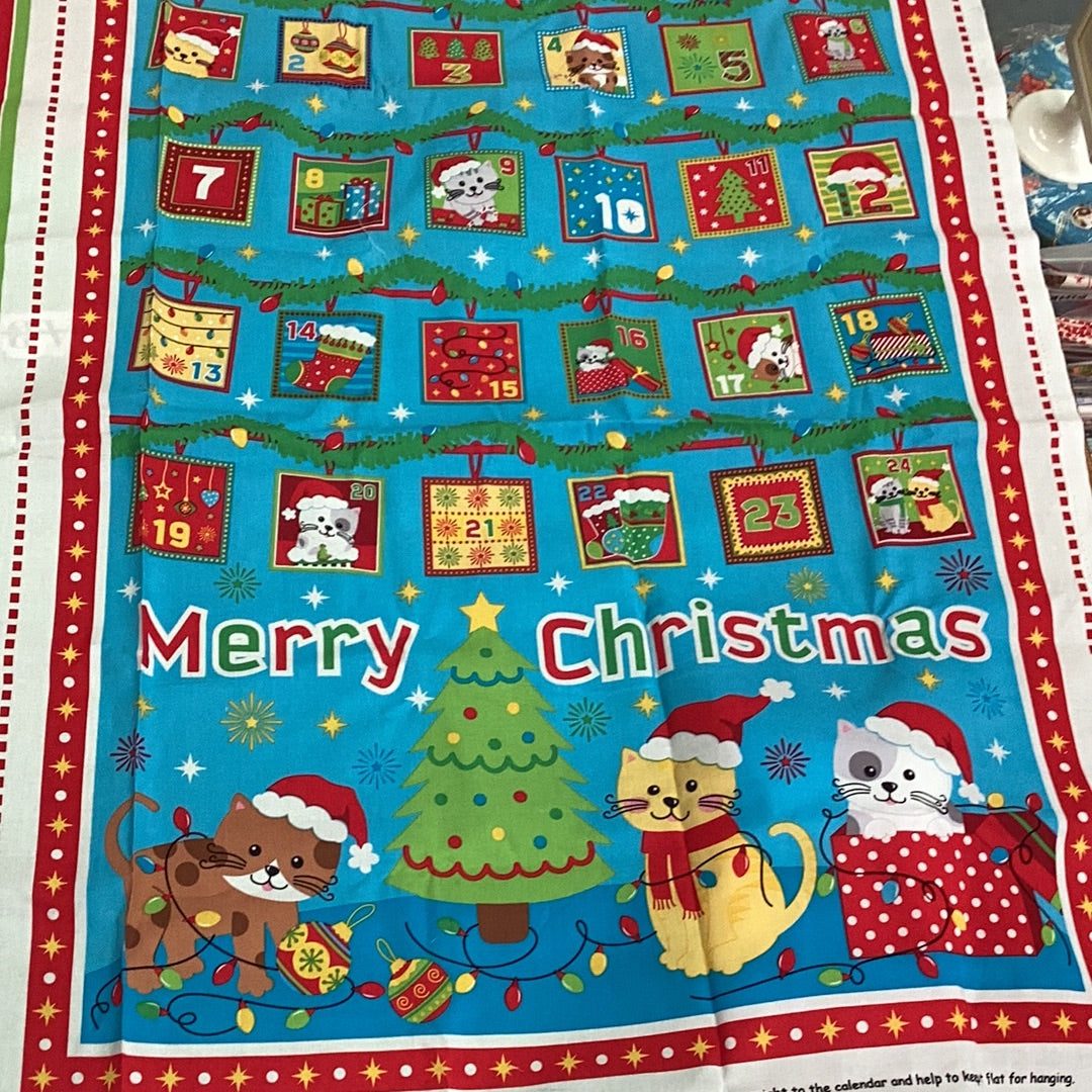 XP056 Kitty Cat Christmas Advent Panel | Sugar & Spice Textiles