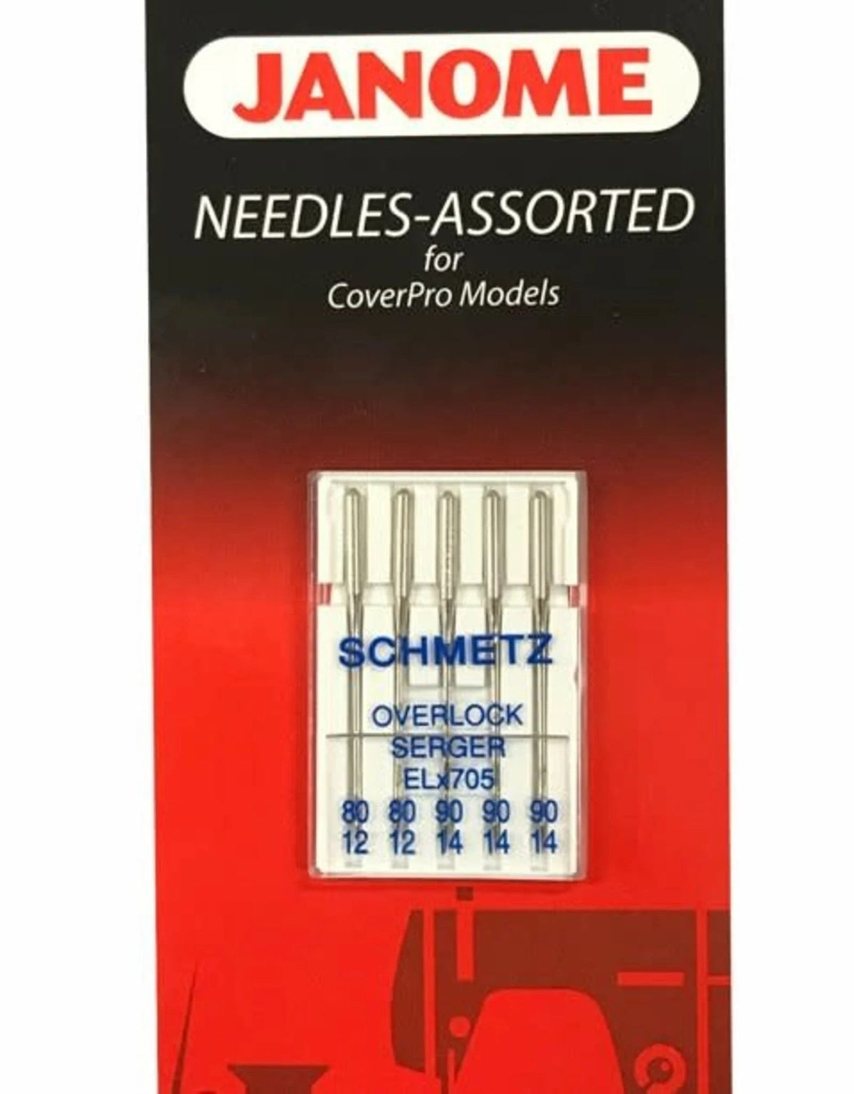 Janome 795802108 assorted ELx705 CoverPro needles