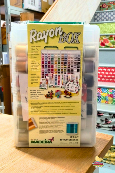 Madeira Rayon Tavel Box | 80x 200m Threads & 82 Embroidery Design Bonus CD