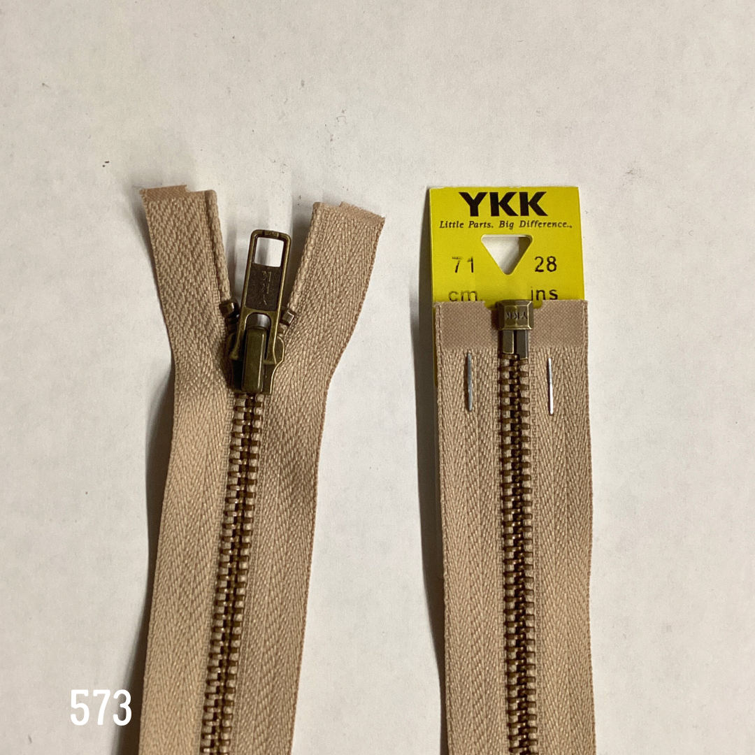 YKK Strong Metal Tooth Open End or Two Way Antique Brass Metal Zips