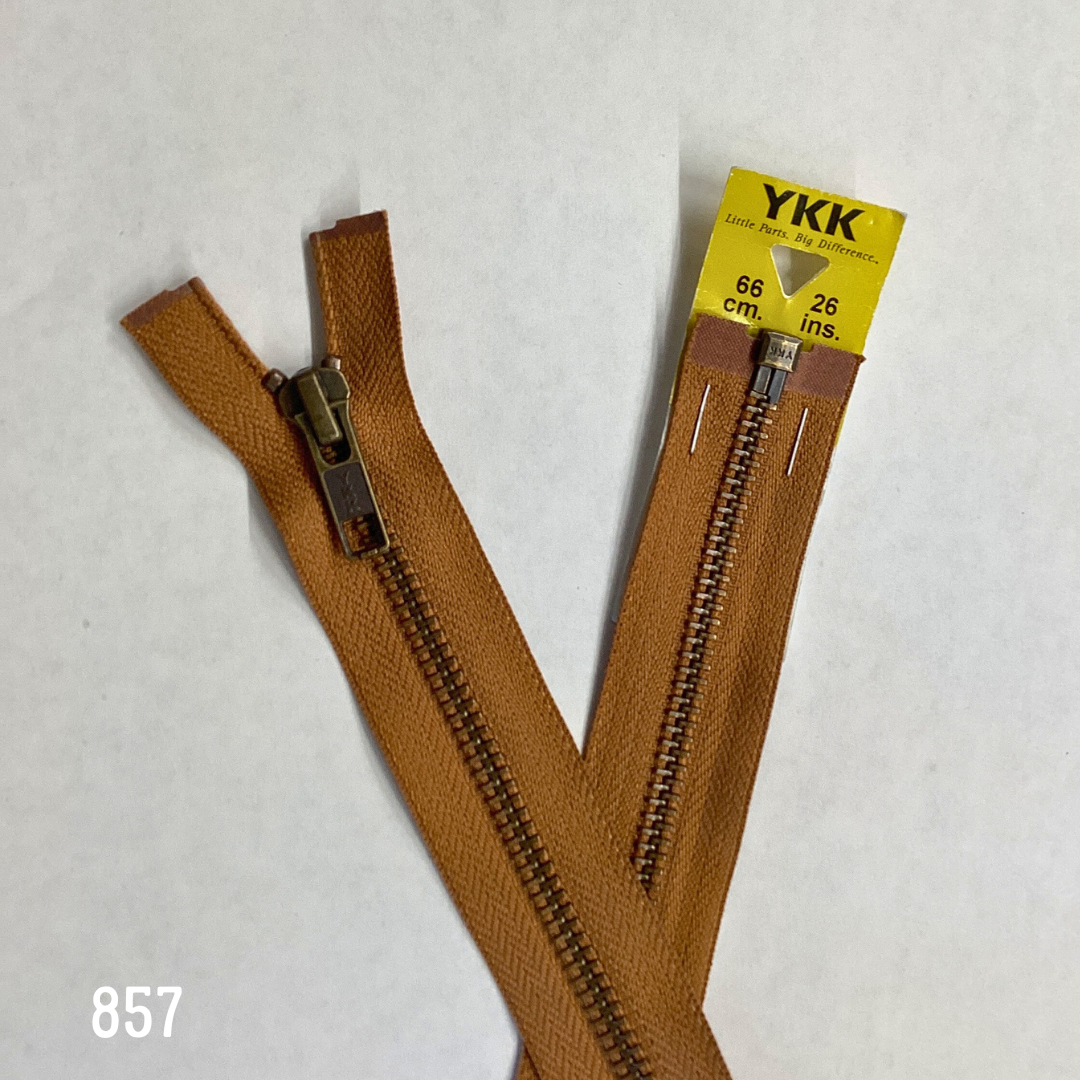 YKK Strong Metal Tooth Open End or Two Way Antique Brass Metal Zips