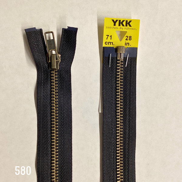 YKK Strong Metal Tooth Open End or Two Way Antique Brass Metal Zips