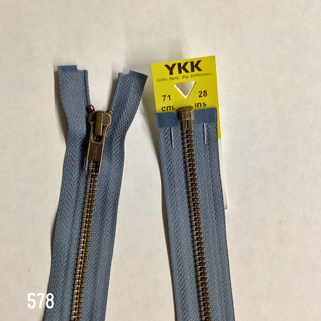 YKK Strong Metal Tooth Open End or Two Way Antique Brass Metal Zips