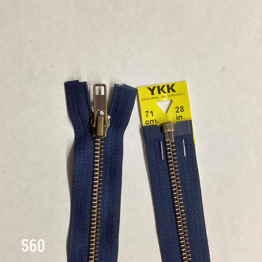 YKK Strong Metal Tooth Open End or Two Way Antique Brass Metal Zips