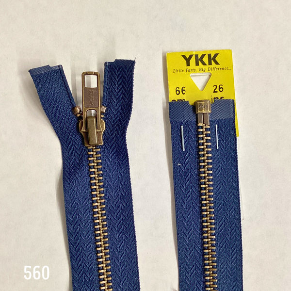 YKK Strong Metal Tooth Open End or Two Way Antique Brass Metal Zips