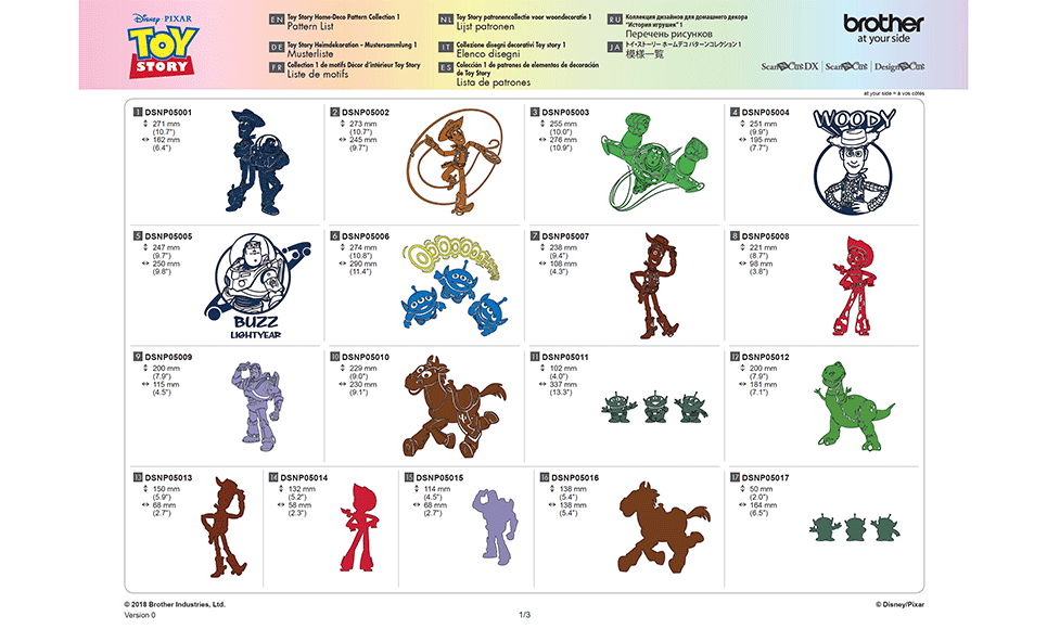 Brother ScanNCut Toy Story Home-Deco Pattern Collection 1 CADSNP05