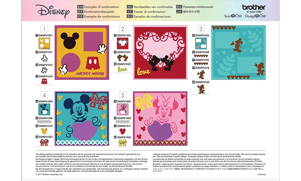 Brother ScanNCut Mickey Mouse & Minnie Mouse Paper Craft Collection 1 CADSNP01