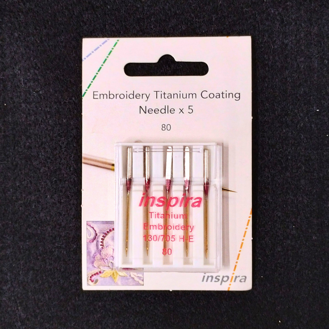 Inspira Embroidery Titanium Coating Needle x5 130/705 H-E Size 80