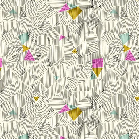 Dashwood Jersey Half Metre - CAND 1160 J- Geometric Print Pink, Turquoise, Mustard fabricmouse Dressmaking Fabric - Fabric Mouse