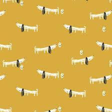 Dashwood Jersey Half Metre - MORI 1149 J- Mustard dogs fabricmouse Dressmaking Fabric - Fabric Mouse