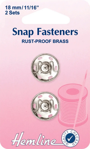 Hemline Silver Snap Fasteners 18 mm (2 sets)